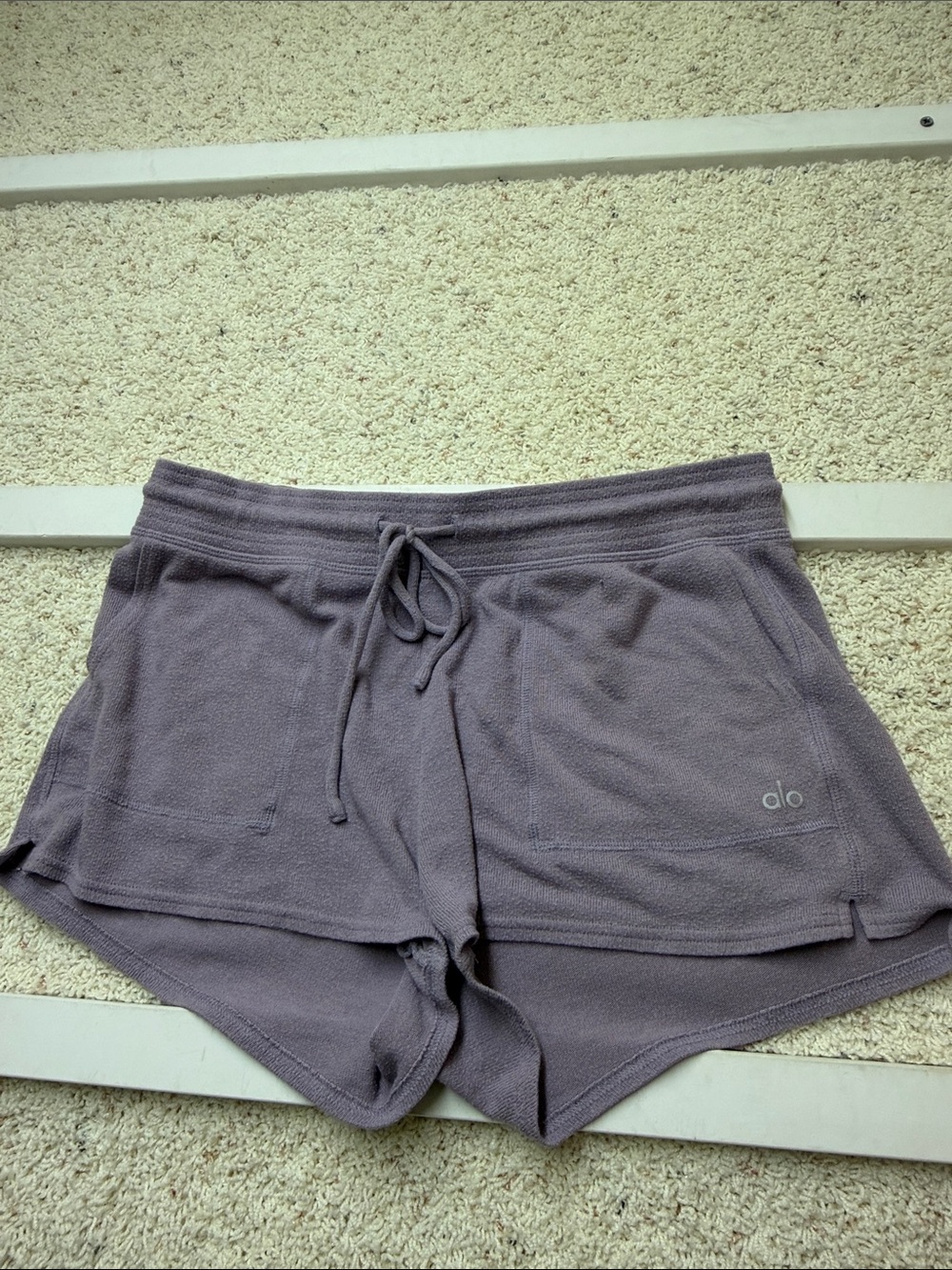 Alo High-Waist Cozy Terry Shorts in Lavender